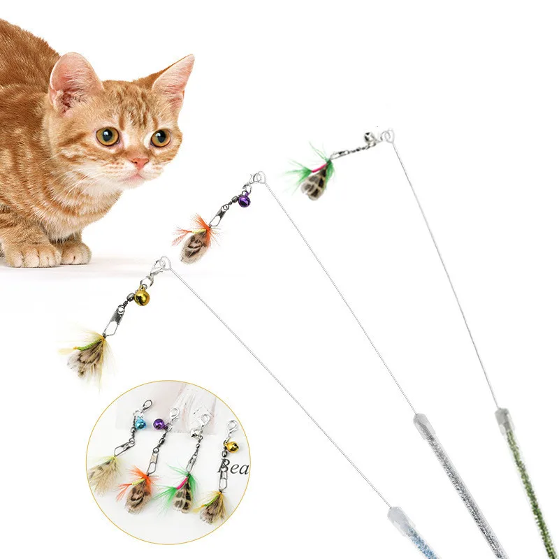 

Little Bug Cat Toy Feather Stick Wand Interactive Pet Accessories Feather Teaser Refill Replacement Exercise Product for Kitten