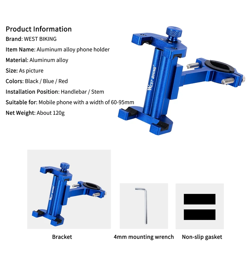 Держатель для телефона WEST BIKING из алюминиевого сплава|Подставка велосипеда| |
