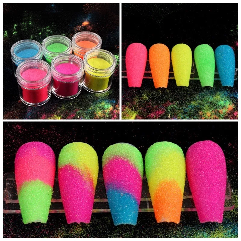 Флуоресцентный цветной Блестящий Порошок для ногтей снежные конфеты сахарные