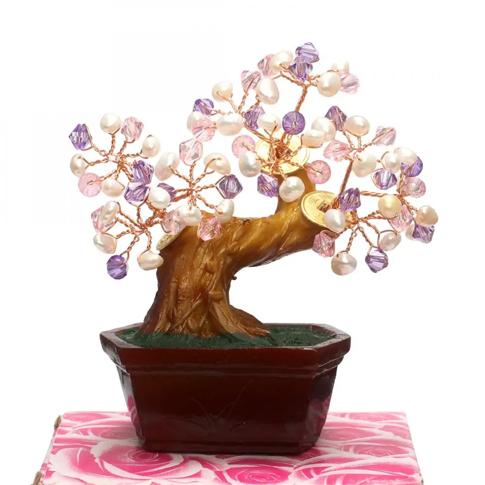 

Lucky Money Tree with pearl Crystal Fortune Tree Ornament Wealth Ornament Home Office Table Decoration Tabletop Crafts Ornaments