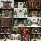 Mocsicka Рождественские фоны для фотографии винтажные деревенские деревянные двери снежные помещения Рождественские фото фоны для фотосъемки
