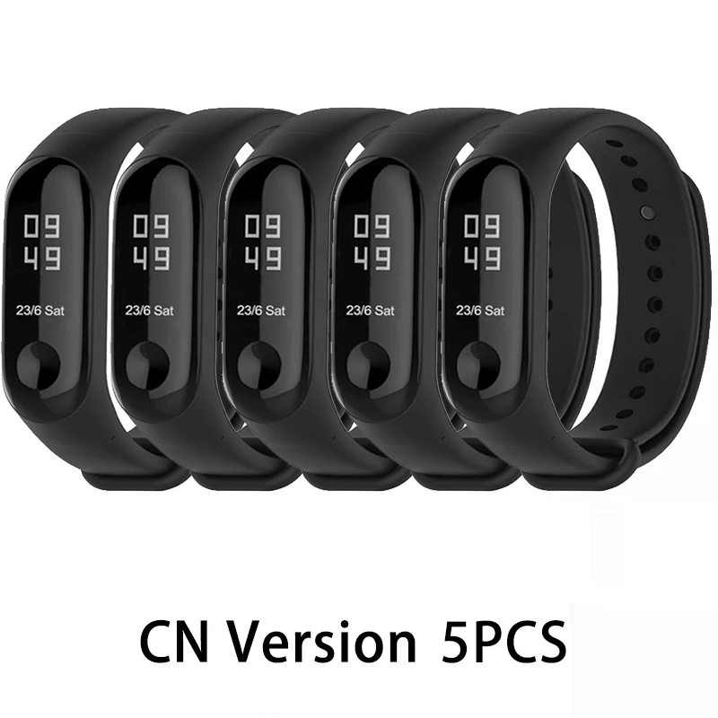 5pcs CN version Origina Xiaomi mi Band 3 умный Браслет фитнес-браслет большой сенсорный экран OLED частота сердечных сокращений сообщения Smartband mi Band F2 - Цвет: 5pcs CN version
