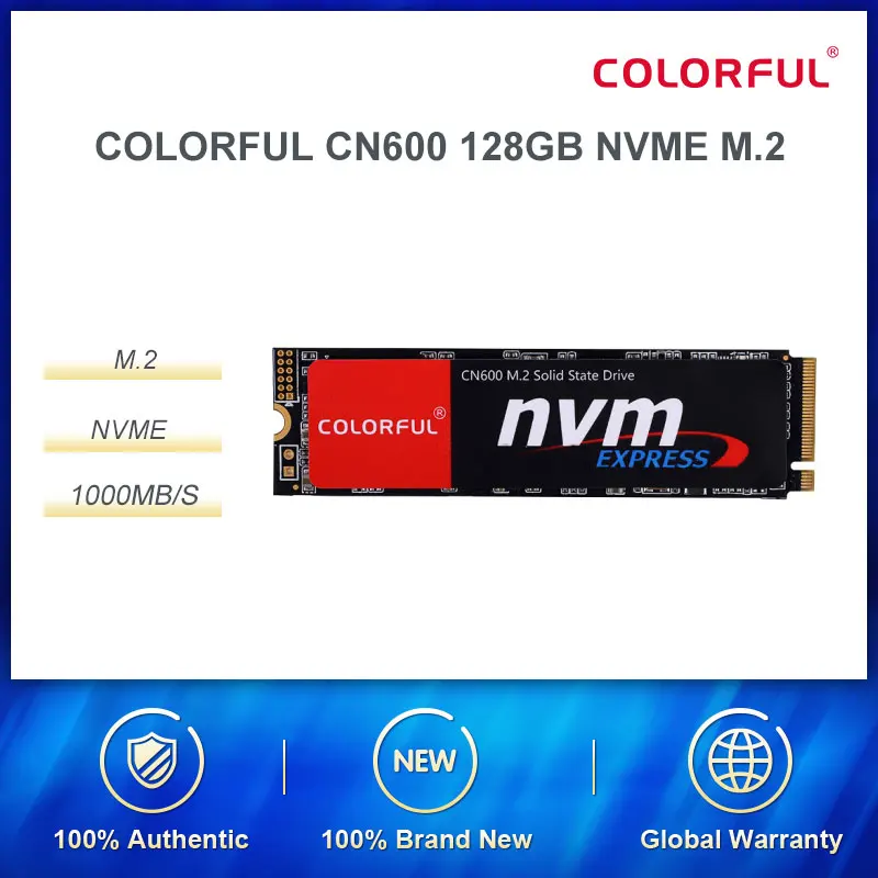 Цветной твердотельный накопитель SSD 128 ГБ M.2 интерфейс (Протокол NVMe) серии CN600 для