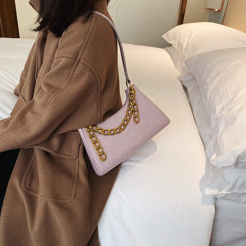 

Женская сумка через плечо, кожаная сумка-мессенджер с большой цепочкой из кожи аллигатора, 2020