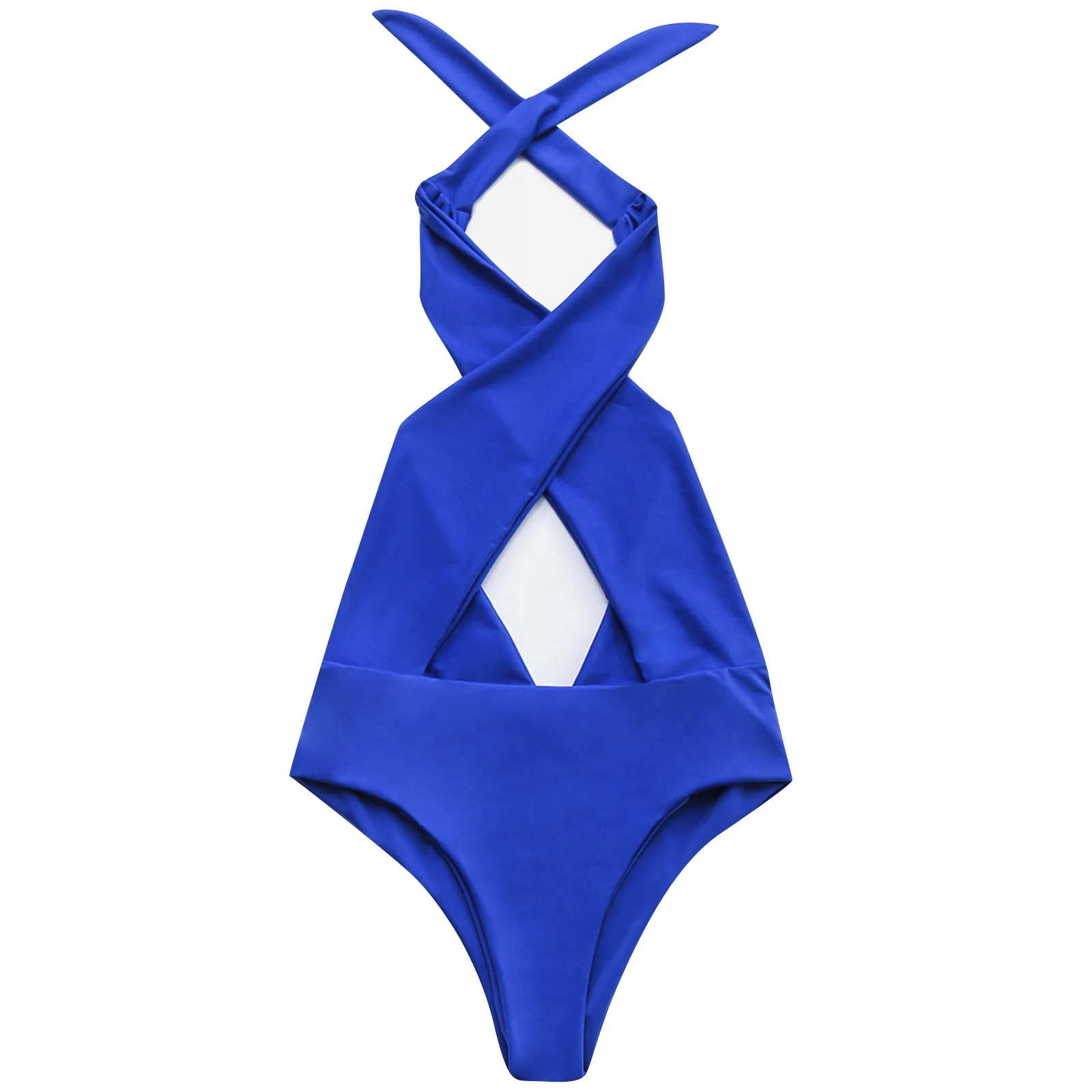 

Women's Fashion Sexy One-piece Swimsuit High Waist Lace-up Swimsuit Set Fashion Sexy Plain One-piece Swimsuit High Waist Strappy