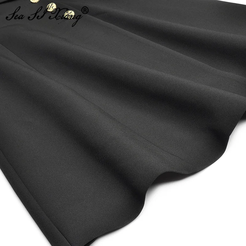 

Seasixiang Fashion Designer Autumn Dress Women's Tassel Long Sleeve Patchwork Asymmetrical Dresses