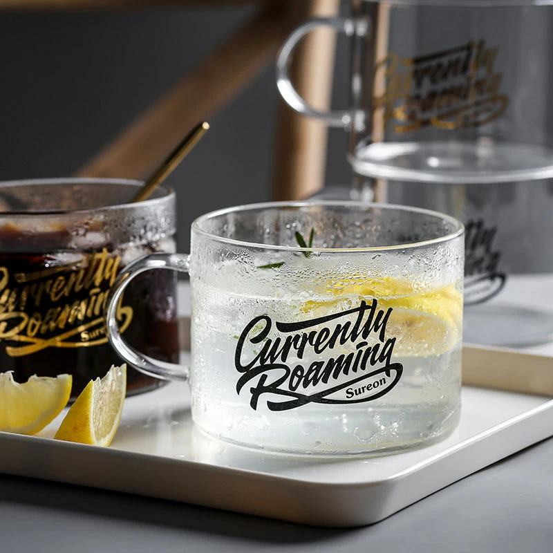 Креативная стеклянная чашка с буквами ручкой большая кружка Офисная чайная