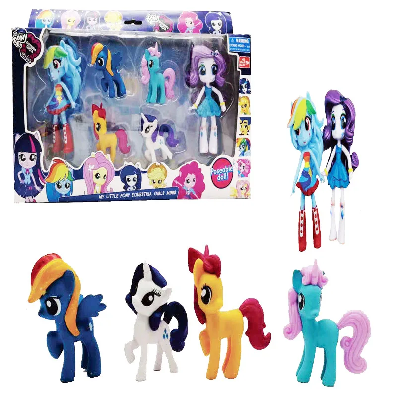 6 шт. мой маленький пони единорог мультфильм милые фигурки игрушки куклы дружба