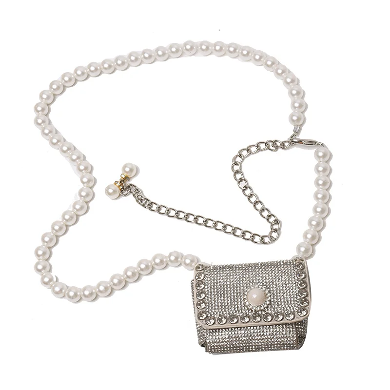 

Pearl Rhinestones Designer Super Mini PU Leather Crossbody Bag For Women 2021 Summer Simple Fashion Luxury Handbags Designer