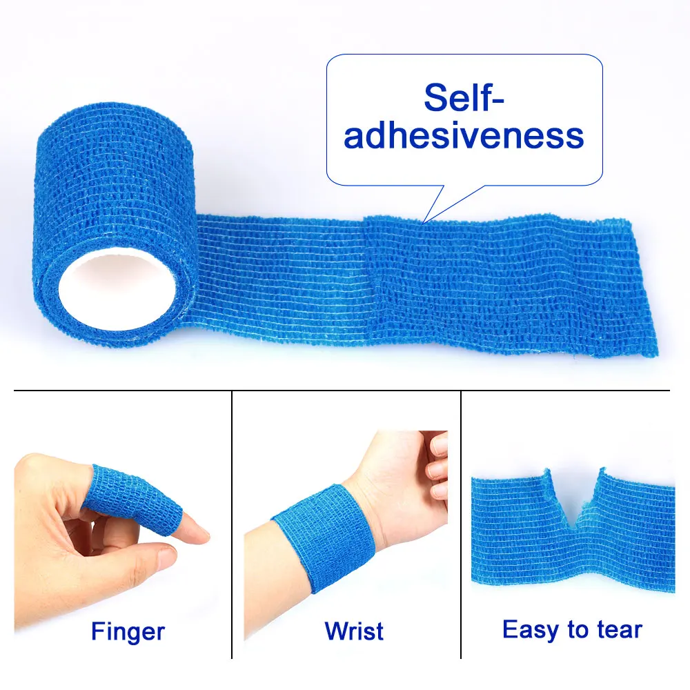 5pcs Disposable Bandage Wrap Tape Fabric Tattoo Pen Grip Self-Adhesive Elastic Anti-Slip for Tube Tattoo Accessories Mix Color