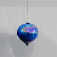 12pcspack diameter8cm small size pearl lustre inner blue powder onion shaped glass pendant christmas tree hanging decorative