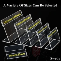 10 pieces mini l shape clear plastic price label holder tag name card label stand acrylic sign holder display stand