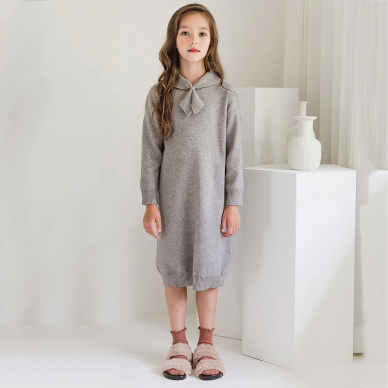 Осенние детские платья для девочек платье с длинным рукавом Повседневный свитер