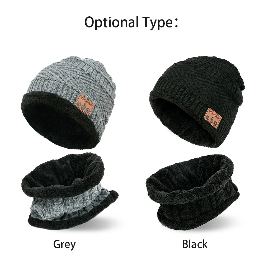 

MZ026 BT5.0 Connected Music Woolen Wool Knitted Hat with Scarf Set One-click Answering/ Hanging up Built-in Microphone 200mAh