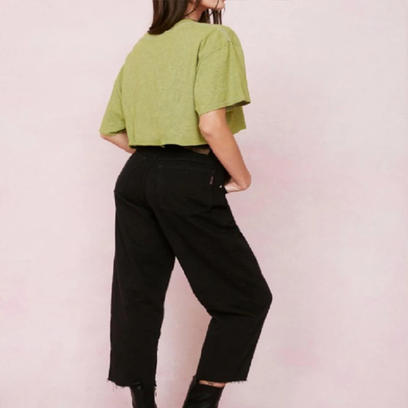 Зеленый сексуальный укороченный топ с буквенным принтом футболки для мальчиков