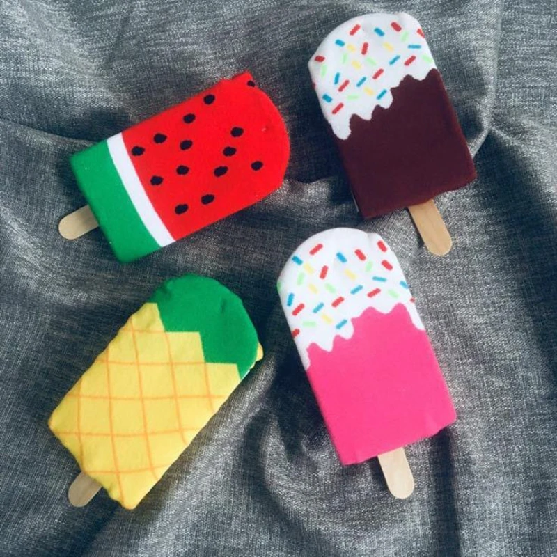 Женские носки Забавный дизайн упаковки мороженого милые Мультяшные Модные