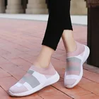 Кроссовки-носки для женщин, вязаные светильник сетчатые туфли на плоской подошве, без шнуровки, лоферы, Повседневная летняя обувь, 2021
