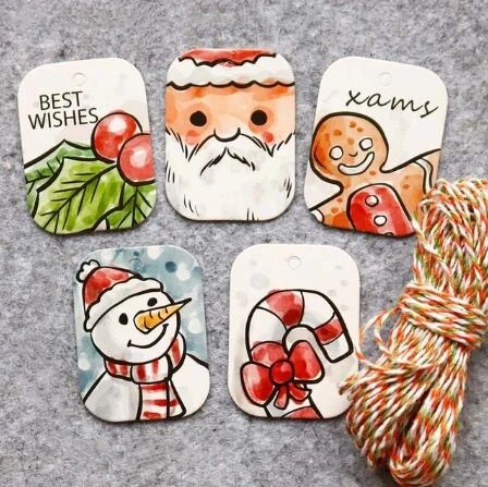 50 шт./лот Санта Клаус Снеговик Олень бумажная этикетка вешалки вечерние DIY Декор