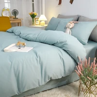 lake blue minimalist fashion home textile duvet cover bed sheet pillow case single double queen king soft for home bedding set