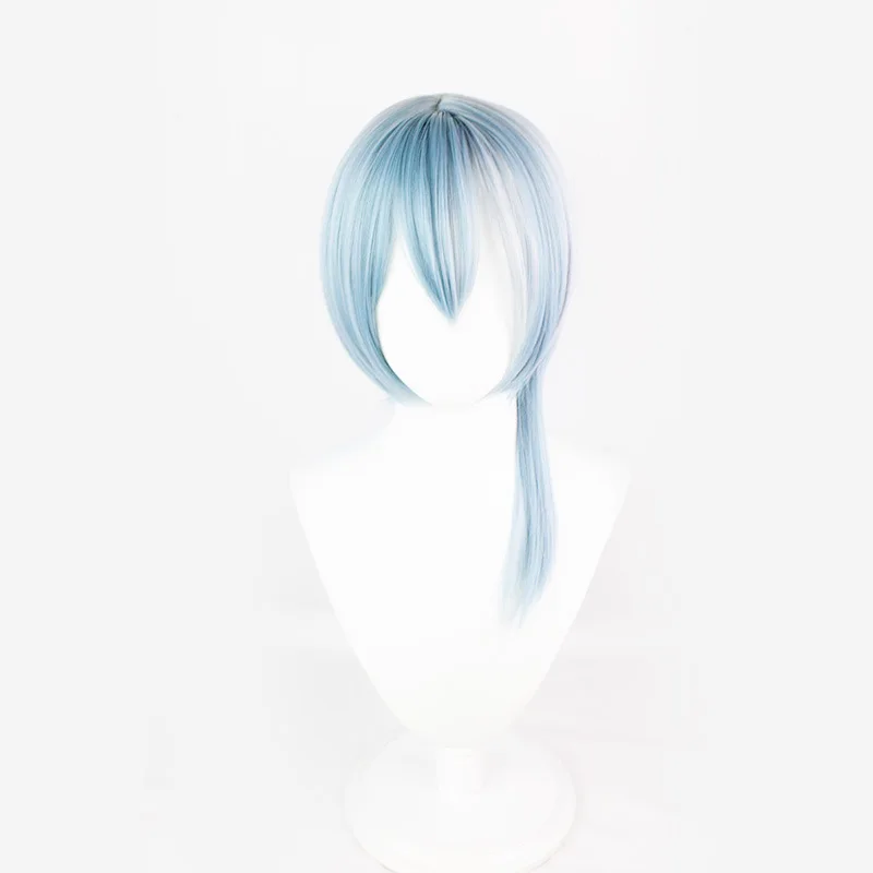 

Original God Anime Wig Blue Highlight Gradient White Irregular Sideburns Turned Short Hair Cos Wig