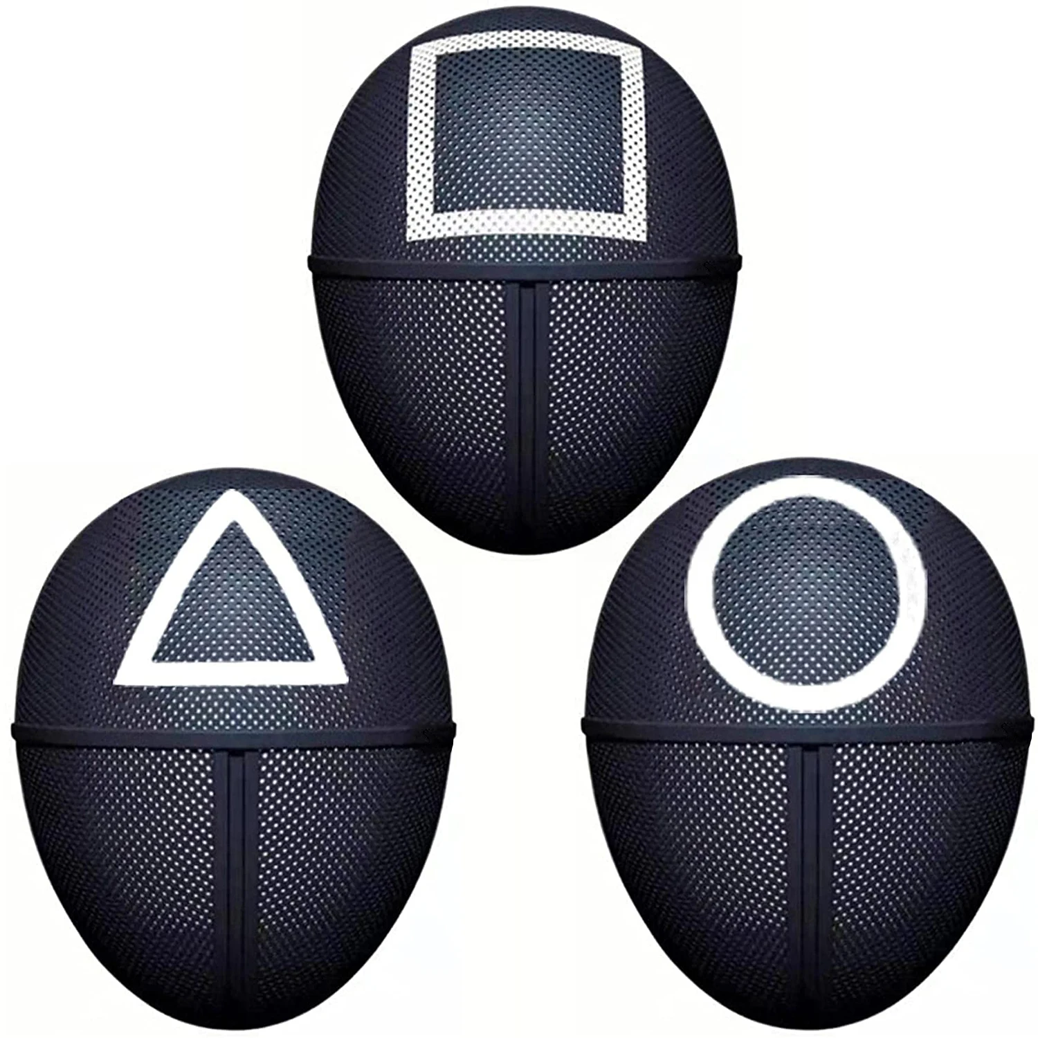 

3PCS 2021 costume mask money game black decorated face mask movie merch Squid Game masquerade halloween circle square triangle
