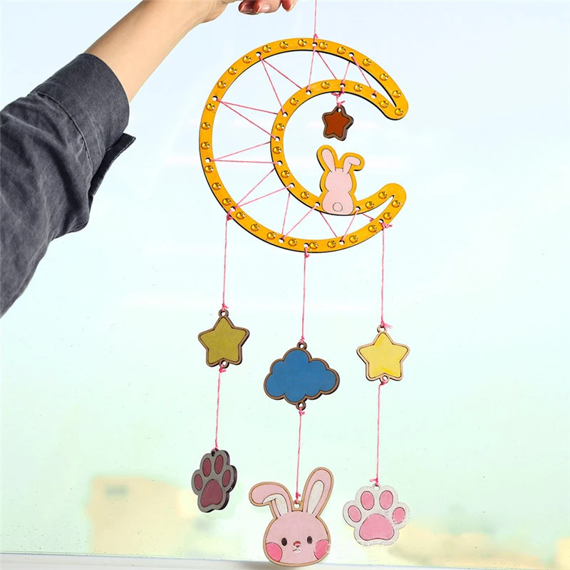 

Children's DIY Handmade Graffiti Wind Chime Material Toys Educational Preschool Handmade Toys Child Graffiti Wind Chime Ornament