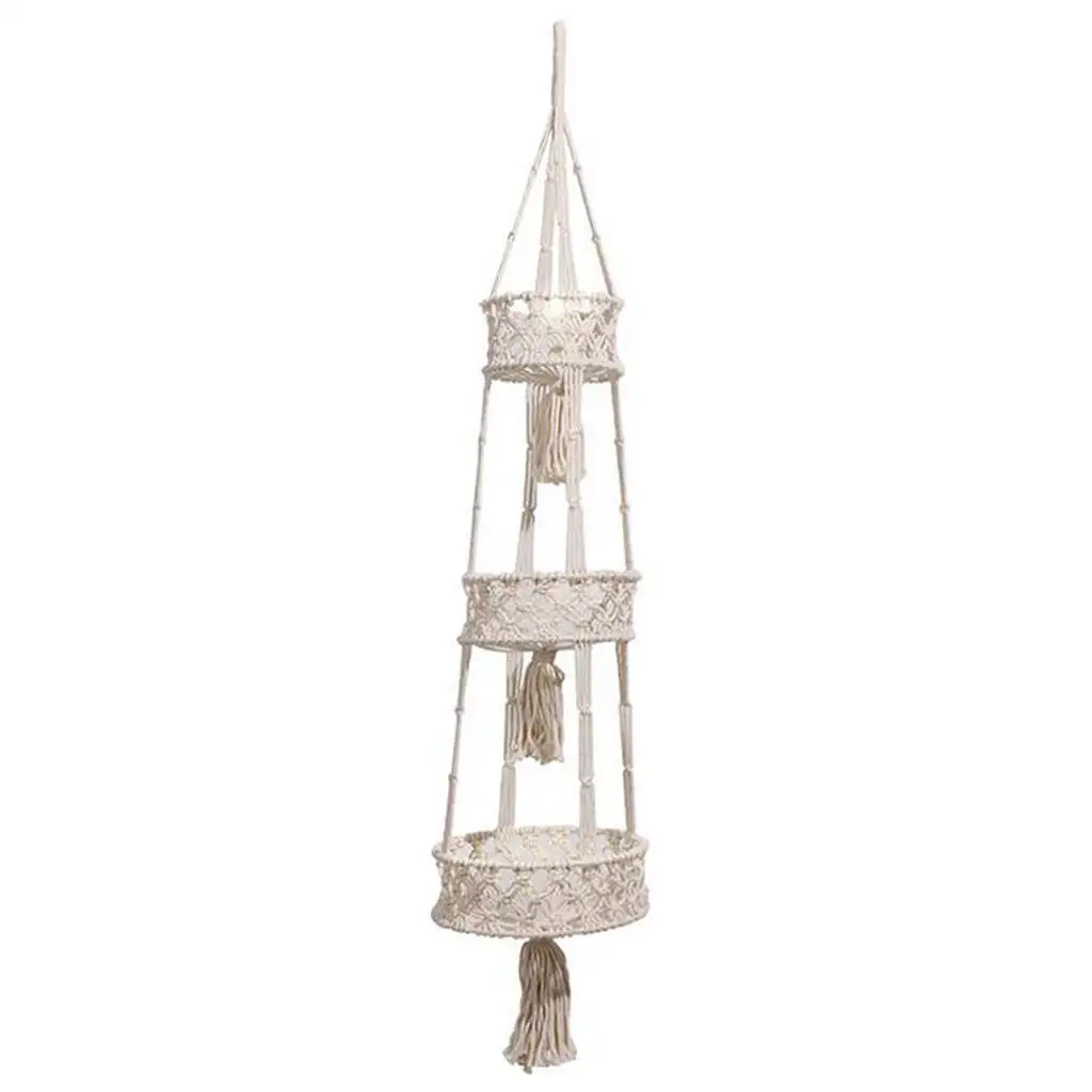 

Подвесная корзина для фруктов макраме, декоративные настенные корзины для хранения в стиле бохо, домашний декор