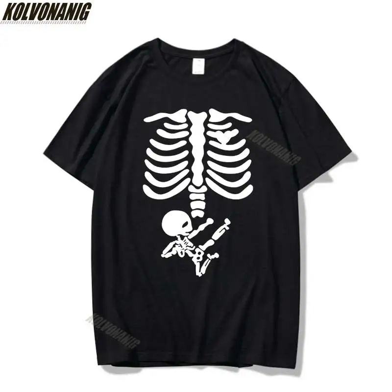 

Pregnant Mom Baby Kicking Mother Funny Skull Printed T-Shirt Short Sleeve Cotton Unisex T shirt Casual Tees Camisetas Masculina