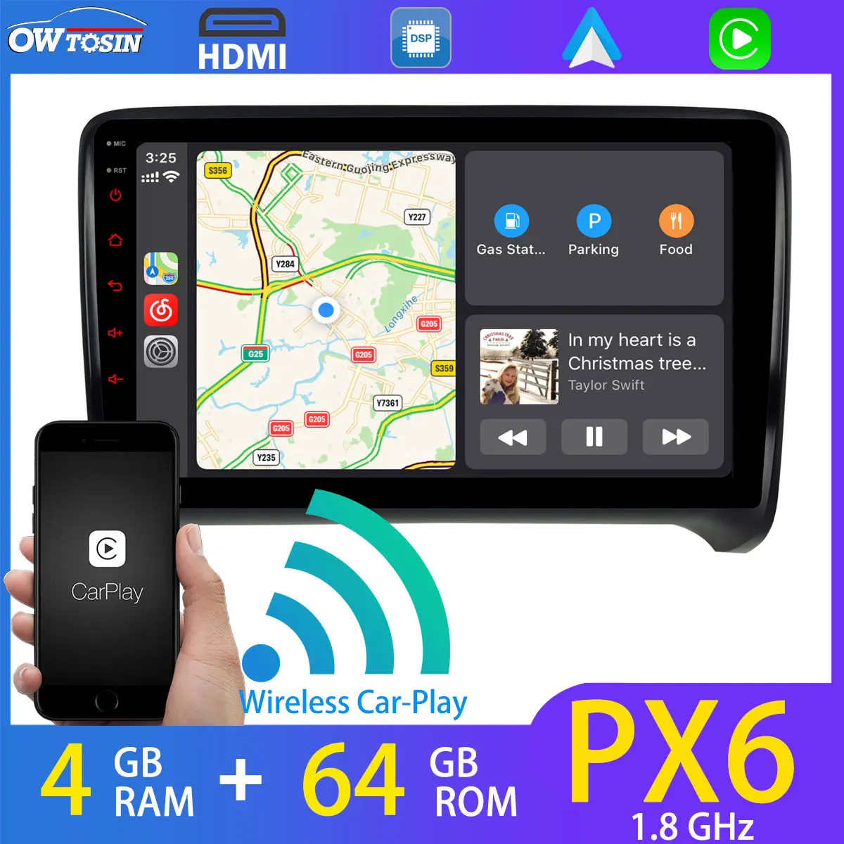 Автомобильный мультимедийный плеер 5 * USB Android 10 0 PX6 4 Гб + 64 ГБ для AUDI TT MK2 2006 2014 TDA7850