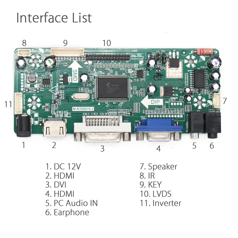 Комплект платы драйвера M.NT68676 для M215HW01 V.C VC / V.7 V7 HDMI+DVI+VGA ЖК-LED экрана.