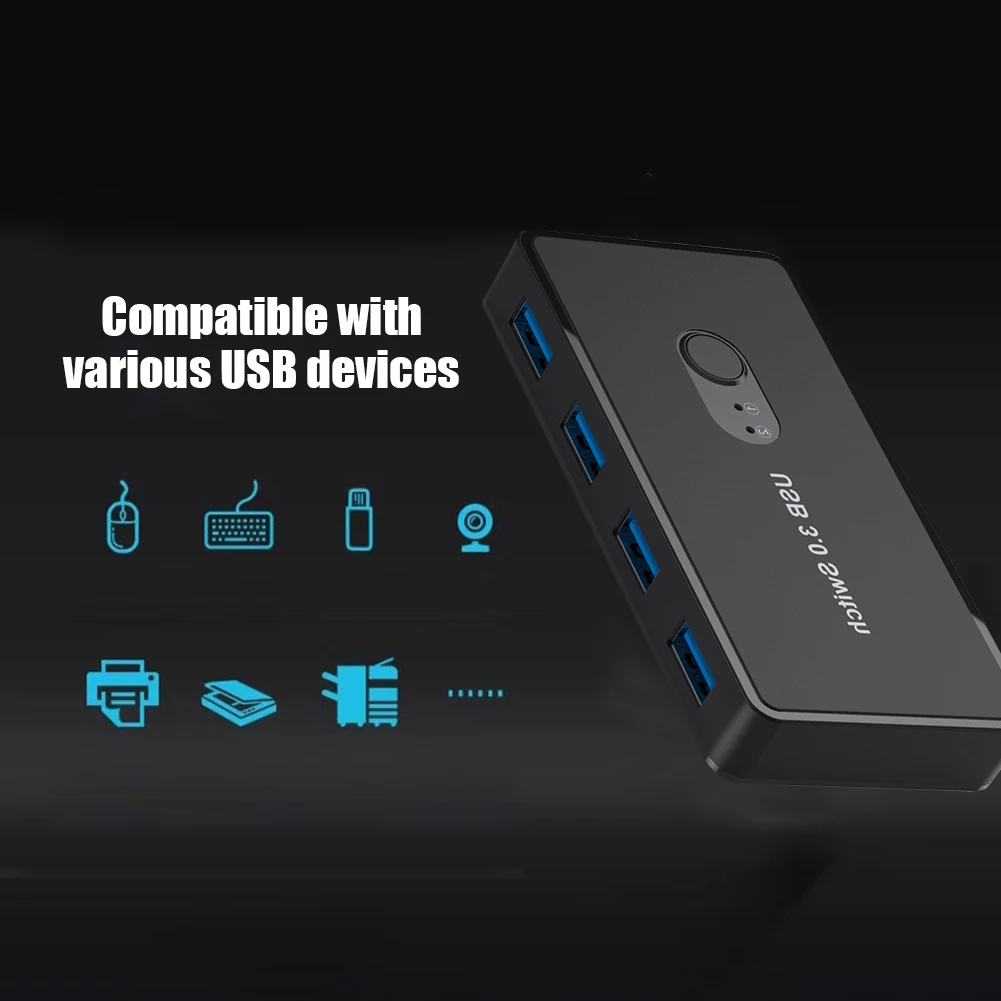

KVM-переключатель сплиттер-коробка для мыши Сканер Принтер USB 3,0 переключатель 2 компьютера совместное использование 4 USB-устройств для мыши к...