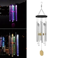solar power wind chimes garden yard decoration hanging light color changing ip65
