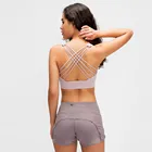 Спортивный бюстгальтер GUTASHYE телесного цвета с перекрестной спиной, бюстгальтер для йоги с эффектом пуш-ап, противоударные бюстгальтеры для фитнеса, тренажерного зала, фитнеса, кроп-топы, Женские Простые бюстгальтеры для йоги и тренировок