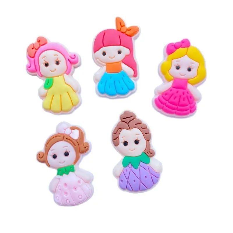 

10 Pcs Cute PVC Soft Glue Little Girl Flat Back Scrapbook Hair Bow Center Decoration DIY Accessories K06
