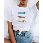 Летняя Милая футболка с коротким рукавом и принтом сосисок, женские топы с забавным графическим принтом, женская футболка в стиле Харадзюку, футболка оверсайз для девушек, белые футболки