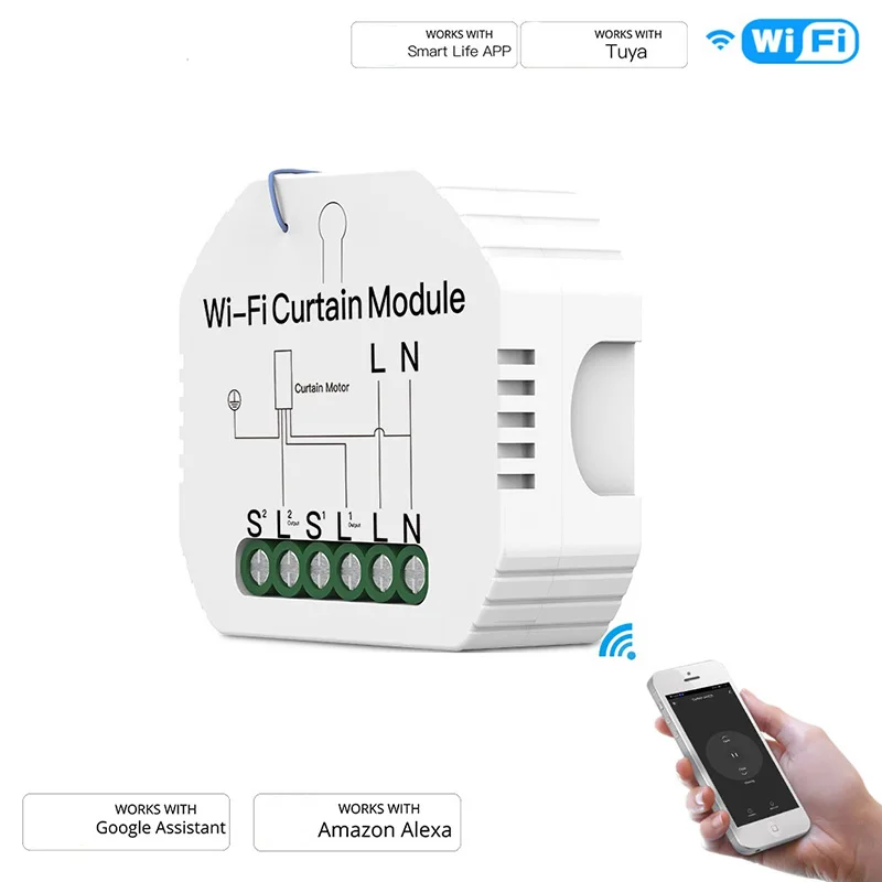 

WiFi Mini Smart Curtain Switch Module Roller Blinds Shutter Motor Smart Life Tuya Work with Alexa Google Home