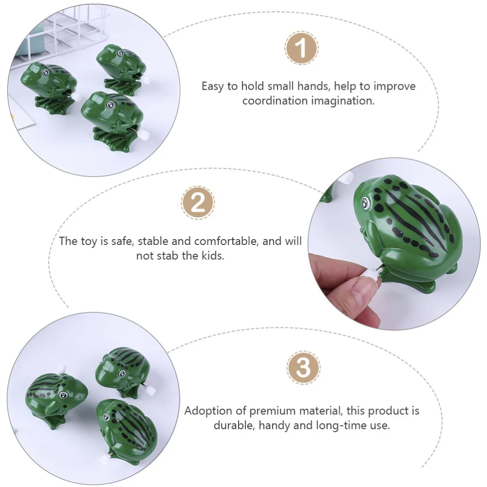 

4pcs Children Clockwork Plaything Frogs Model Retro Plaything for Kid (Green)