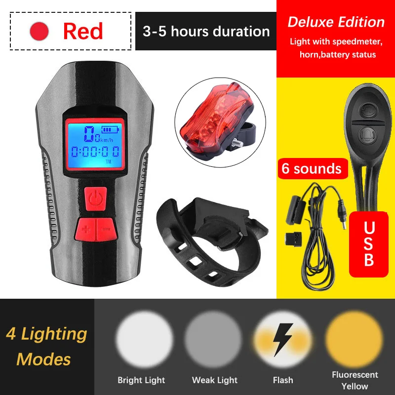Водонепроницаемый велосипедный светильник фонарь для велосипеда с USB-зарядкой