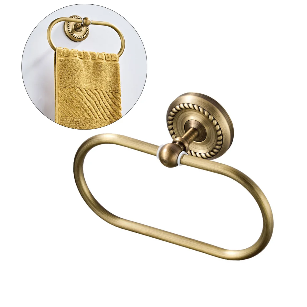 

Retro Towel Hanging Rack Towel Ring Oval Towel Shelf Pendant Wall-mounted Towel Holder Craft for Home Hotel Bathroom