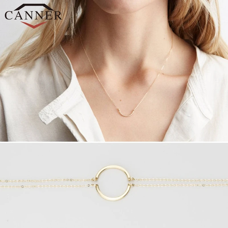 Простое Ожерелье из стерлингового серебра 925 пробы гладкое полукруглое изящное