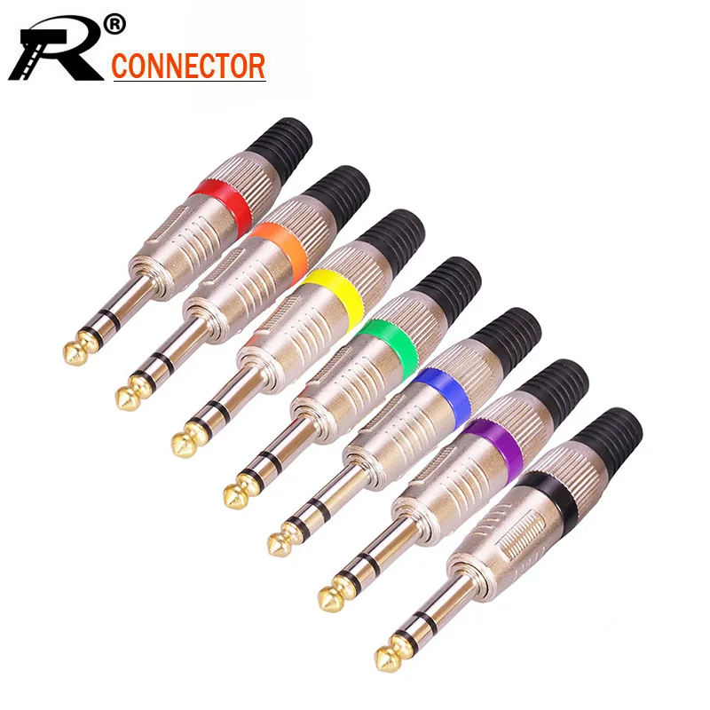 

100pcs/lot 3 Poles Stereo 6.35mm Male Plug Soldering Wire Connector Nickel+Gold Plated Guitar Microphone Plug 1/4 Inch Connector
