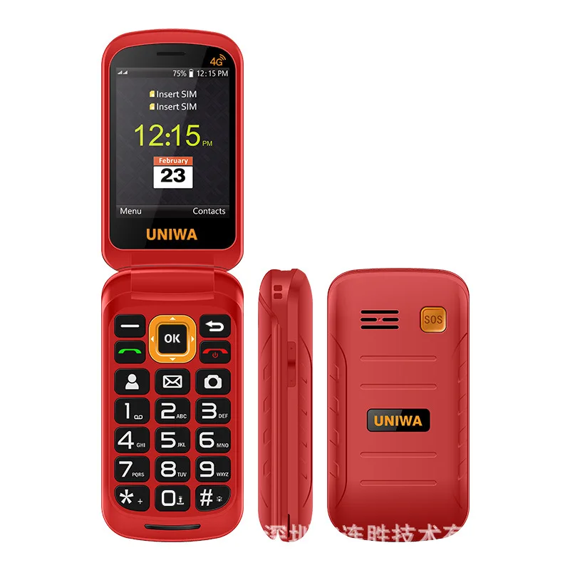 Телефон-раскладушка UNIWA V909L 2 8 дюйма два экрана сенсорный циферблат Android 4G