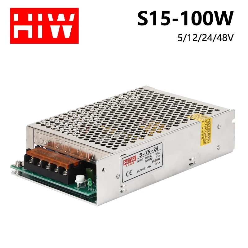 HWIY S15W 100W 110V/220VAC до 1000W 24VDC 5VDC 12VDC 48VDC AC DC одиночный выходной импульсный источник
