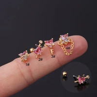 1pc 20g stainless steel cz heart stud earrings for women ear stud piercing earrings helix cartilage conch rook tragus jewelry