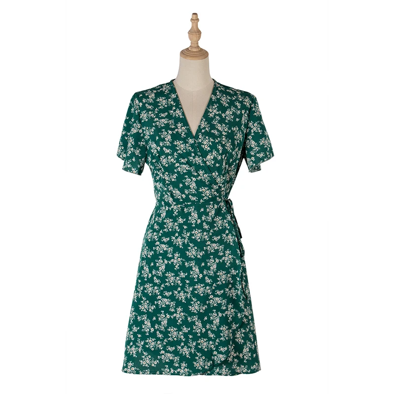 

UETEEYMALL Dress Summer Sundress Dresses Short-sleeve Green Women Clothes Women's 2021 Casual Women's Dresses Summer Woman 2021
