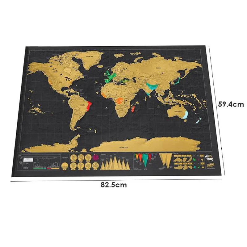 

82.5x59.4 cm Deluxe Erase World Travel Map Scratch Off World Map Travel Scratch For Map Room Home Office Decoration Wall Sticker