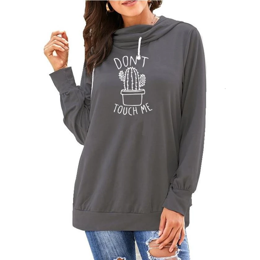 

Drawstring Hood Do Not Touch Me Letters Print Hoodies For Women Tops Hoodies Women Kawaii Print Casual Clothings Corduroy Buckle