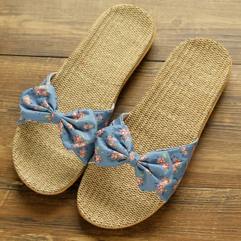 Шлепанцы женские всесезонные льняные универсальные Нескользящие сандалии для