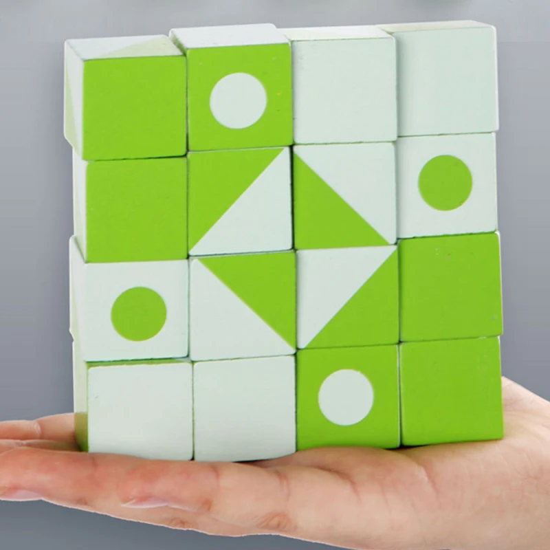 

3D Geometry Puzzles Building Block Face Changing Logical Thinking Training Wooden Children's Early Education Toy