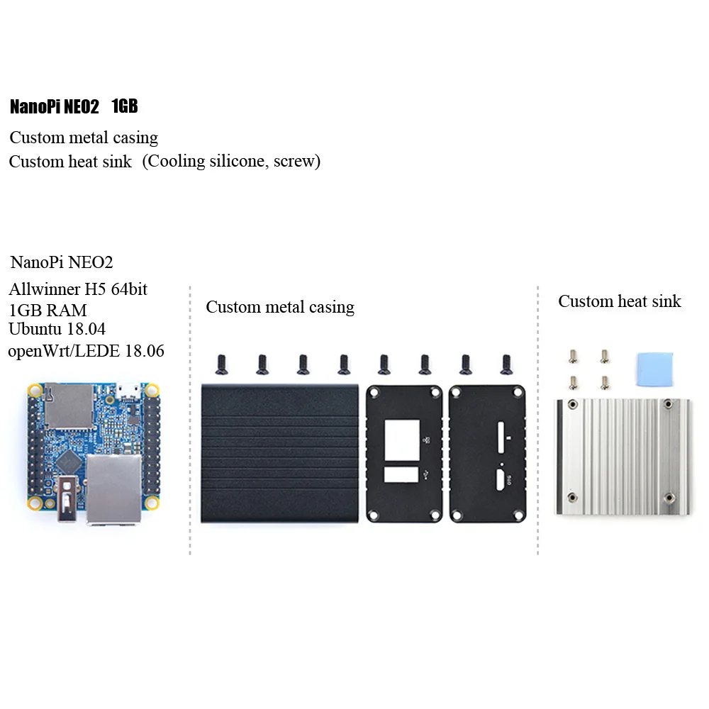 NanoPi NEO2 Allwinner H5 макетная плата 64 бит четырехядерный a53 Gigabit Ethernet встроенный шесть ядер Mail450 GPU Run UbuntuCore - Цвет: 1GB